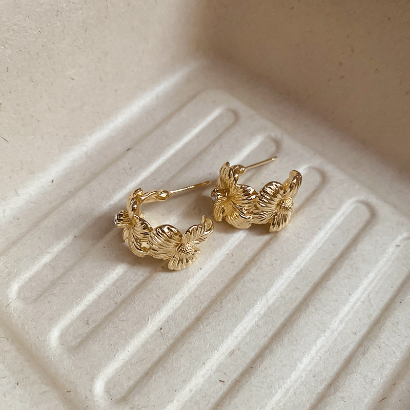欧美跨境金属风花朵流苏耳钉小众高级感耳环时尚精致气百搭质耳饰|undefined