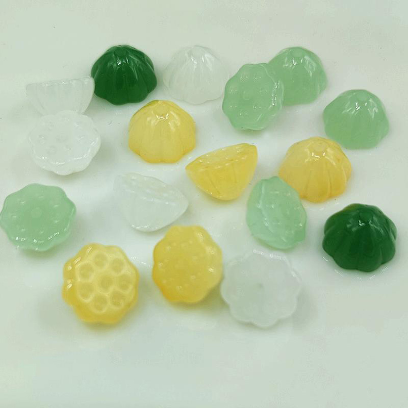 仿玉琉璃莲蓬莲子吊坠中孔散珠荷花花心DIY古风耳环手链发簪饰品