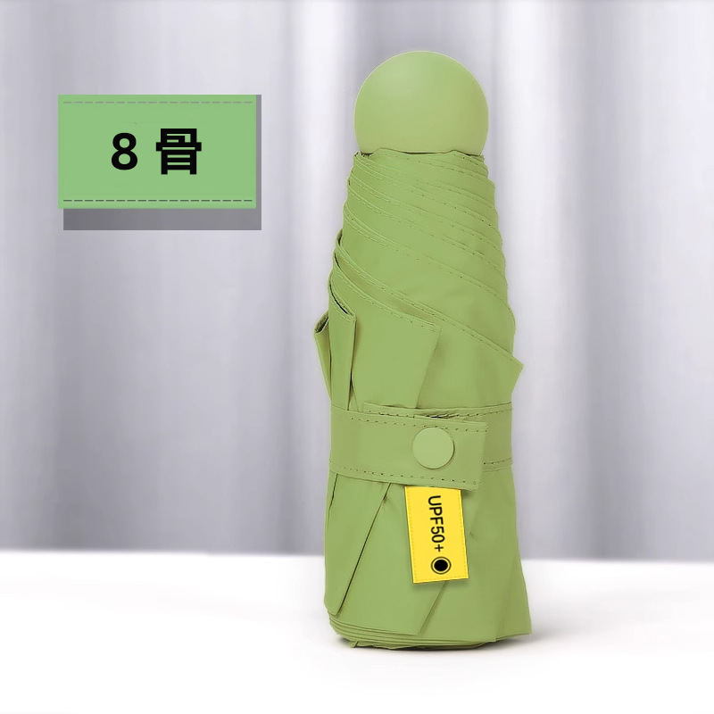 Paraguas cápsula ultraligero, paraguas de protección solar engrosado, doble uso para sol y lluvia, paraguas para mujer, mini paraguas plegable personalizado al por mayor.