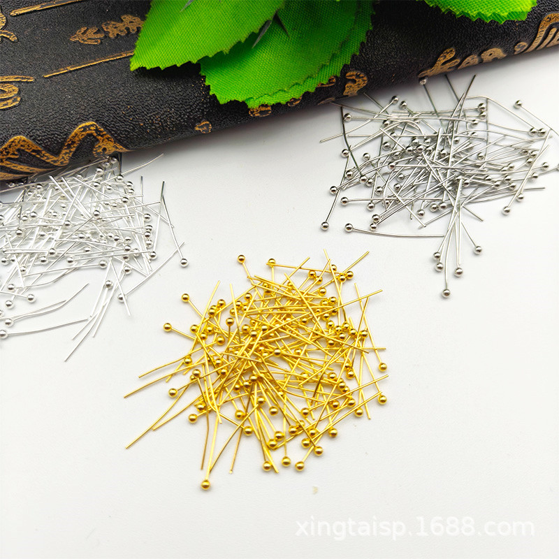 diy首饰配件串珠固定针耳环项链制作连接针黄铜质珠针耳饰节庆风