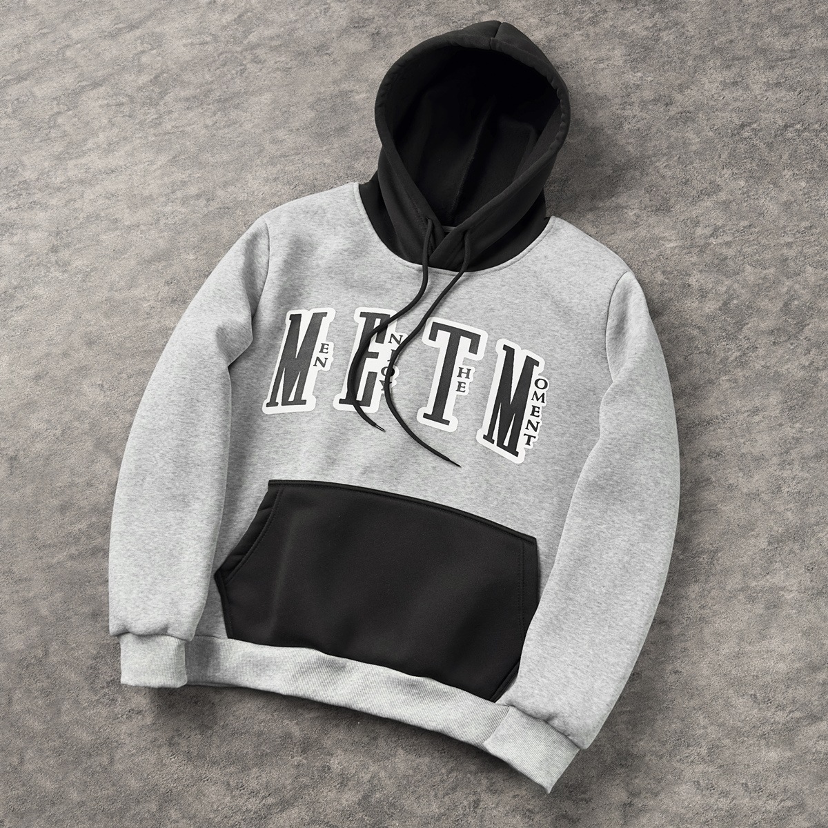 Cross-border European-style spring hooded color-block printed sweatshirt, men's outdoor sports long-sleeve top