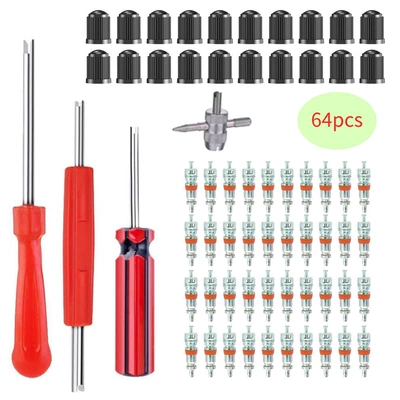 Cross-Border Hot Selling 64-Piece Valve Core Removal and Installation Kit, Valve Core Removal Tool, Valve Cap, Valve Nozzle