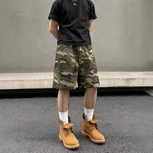 美式复古迷彩工装短裤男夏季潮牌高街嘻哈宽松休闲百搭直筒五分裤