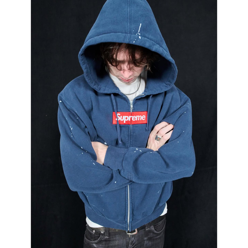 High-Quality Sup Mm6 Collaboration Model Ss26 Embroidered European and American Style Splash-Ink Pattern Zip-Up Hooded Sweatshirt Jacket