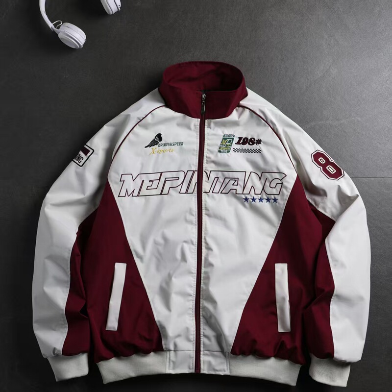 Flight Jackets Exclusively for Cross-Border Sales, European and American Retro Motorcycle Jackets, Letter Embroidery Racing Jackets, Youth Baseball Jackets