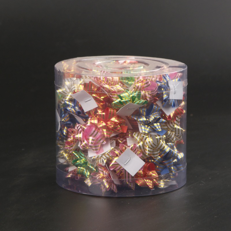 金边星星花圣诞贴花礼品盒塑料彩带装饰用品跨境亚马逊