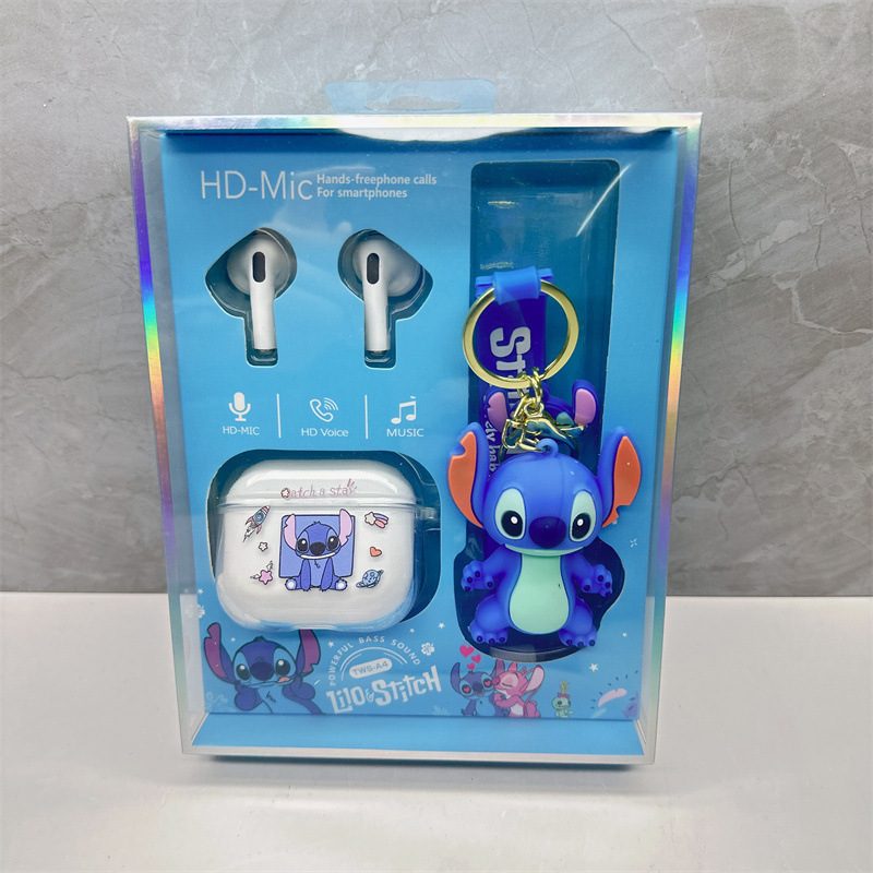 海外で人気のステッチワイヤレスBluetoothイヤホンセット、ノイズキャンセリング機能付き、耳にフィットするクロミ漫画ステレオイヤホン|undefined