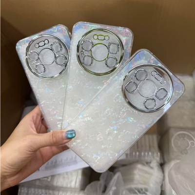[适用华为NOVA16贝壳纹手机壳畅享90荣耀600镜头膜mate80pro保护套]