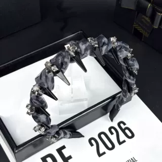 轻奢高级感高级感网纱水钻发箍女2025新款高颅顶压发发夹百搭头饰