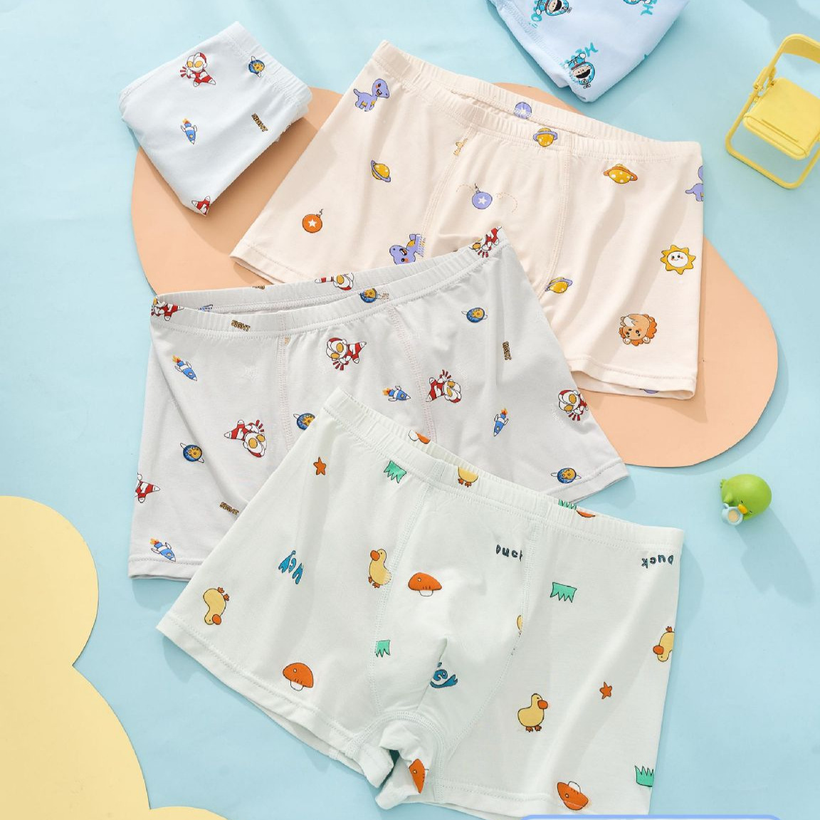 Boys' A Class Underwear Modal Boneless Four-Corner Shorts 7A Bacteriostatic Small Children's Medium and Large Children's Summer Baby Boxers