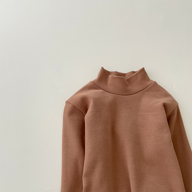 Camiseta de cuello medio elástica de 280 g para niños y niñas, estilo otoño 2026, talla 150-160