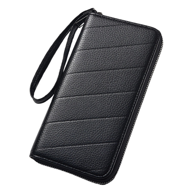 Men's long zipper wallet foreign trade clutch men's mobile phone wallet embossed multi-card men's long wallet