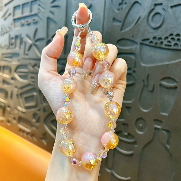 Starry sky, beaded bracelet, mobile phone, champagne color, gradient