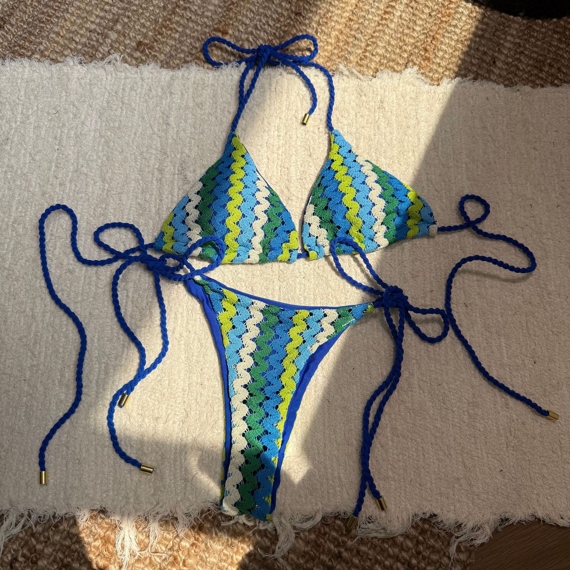 Women's Clothing Elegant Braided & Embroidered Bikini Set: Artistic Two-Piece Swimsuit For Women_ecoleips.com