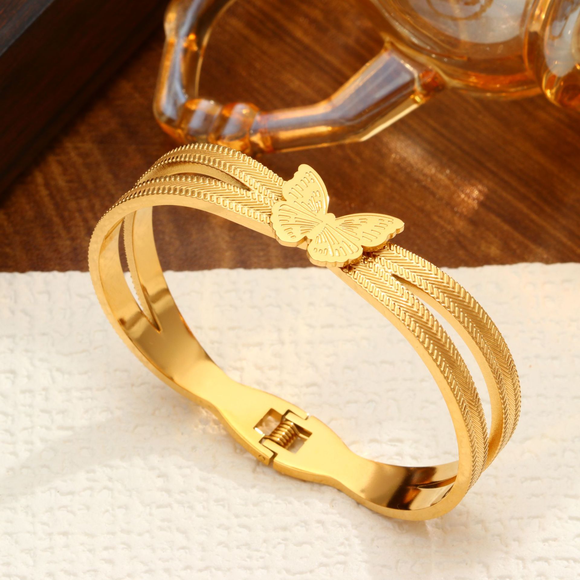 Striped Big Butterfly-Gold