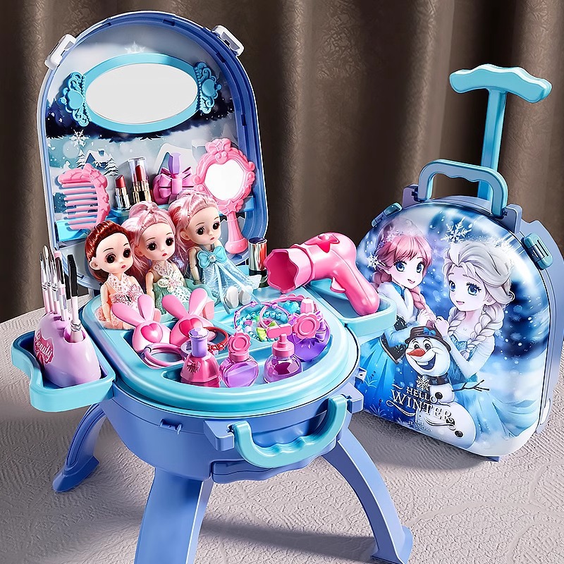 Juegos de juguetes de maquillaje para niños no tóxicos, niñas auténticas Lisa Aisha, princesa Aisha, caja de maquillaje, caja de vestuario