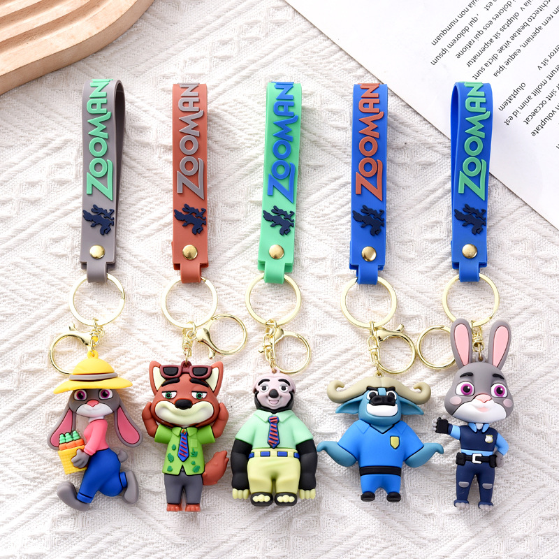 跨境新款疯狂动物城钥匙扣软胶卡通公仔挂件汽车钥匙链小礼品批发