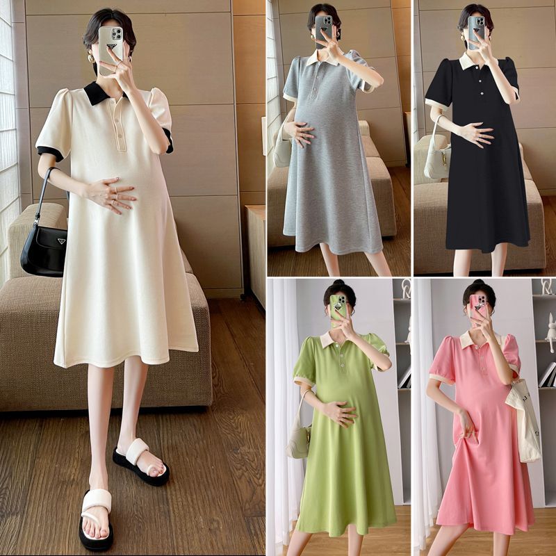 Real shot in Stock + Video 2022 summer fashion loose pregnant women dress open buckle breastfeeding Real shot in Stock + Video 2022 summer fashion loose pregnant women dress open buckle breastfeeding