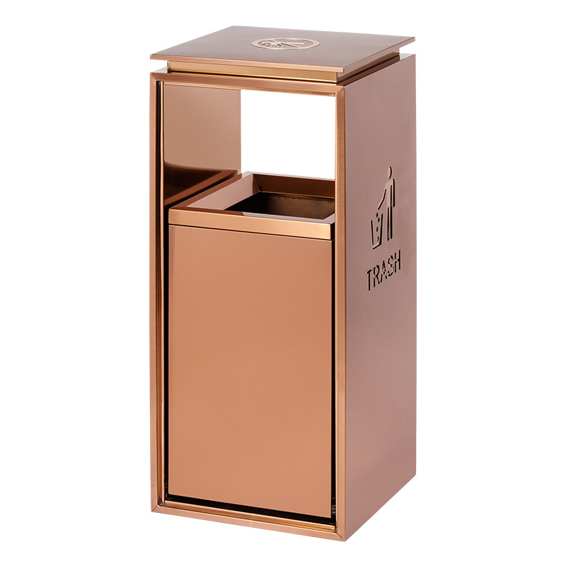 Clasificación exterior basura Hotel vestíbulo ascensor entrada con Cenicero comercial vertical de acero inoxidable caja la fruta LOGO