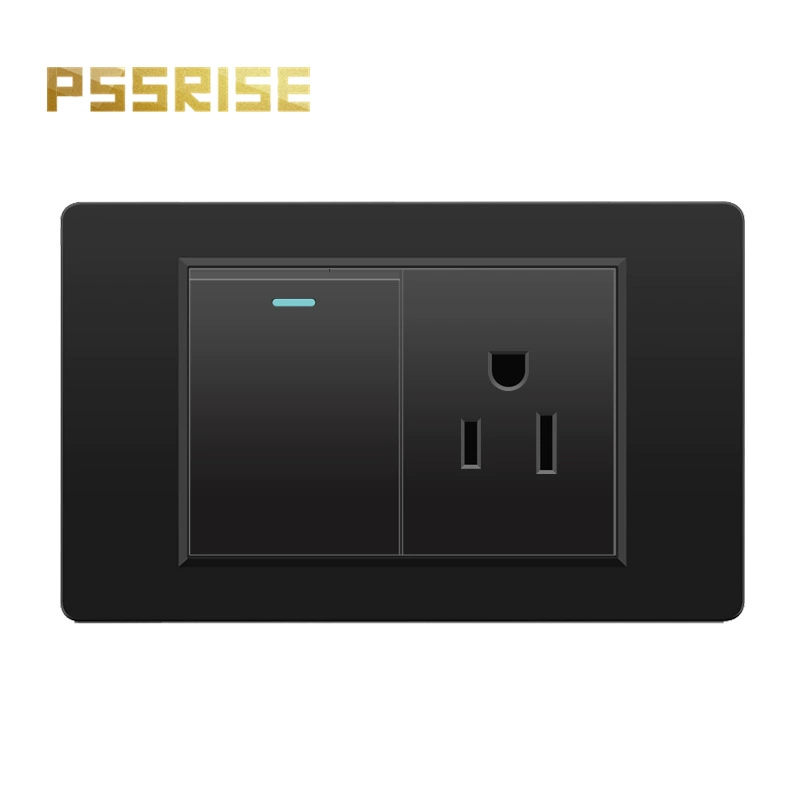 Черная настенная панельная розетка с 118 тип switch, тайваньская розетка с 20W type-C, шесть отверстий