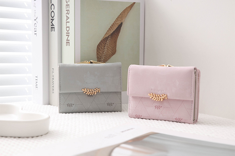 Square Shape Women's Solid Color Pu Leather Flip Cover Wallets