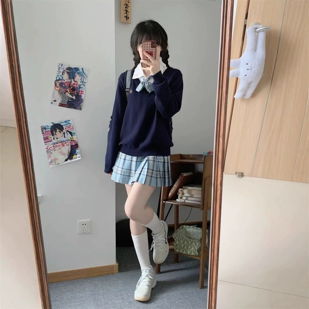 [Хуашуй] Оригинальная форма JK новая светло-голубая школа для студентов