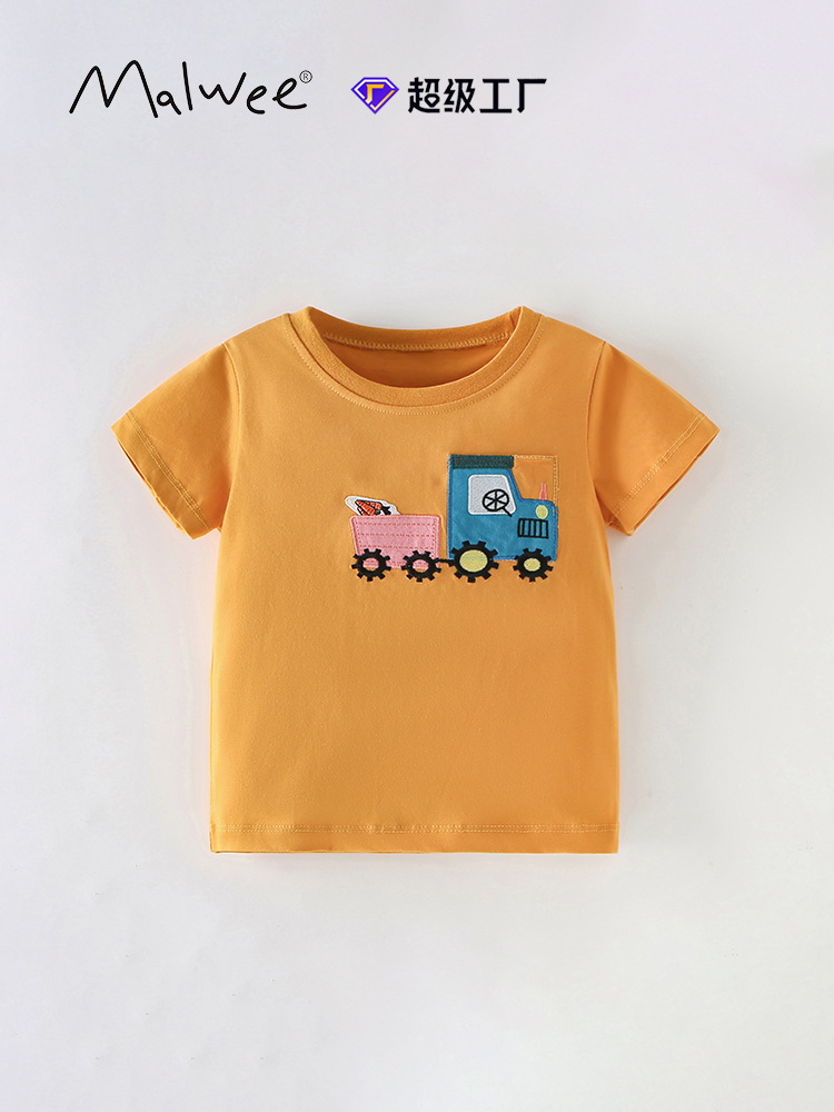 Malwee transfronterizo niño de manga corta verano nuevo estilo camiseta de aire extranjero Europa y América niños de cuello redondo chaqueta de algodón