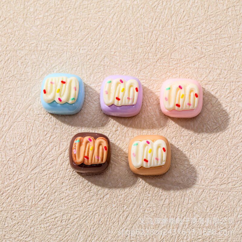 Mini Artificial Cream Small Square DIY Resin Accessories Cream Glue Hole Shoe Hairpin Key Chain Hair Rope Mobile Phone