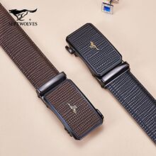 七匹狼皮带男士自动腰带真皮新款正品条纹休闲牛皮裤带裤腰带商务