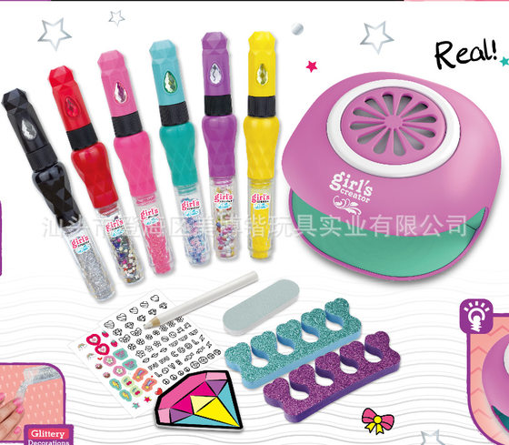 Cross-border exclusive small package new three-in-one nail pen nail machine toy set girls manicure