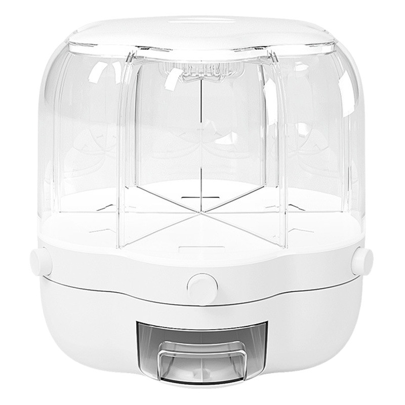 Cubo de arroz giratorio de grano compartimentado, cubo de almacenamiento de granos de arroz, cubo de almacenamiento de granos de cocina para el hogar