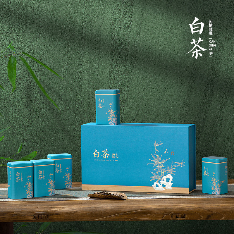 工厂创意2罐5罐二两半斤白茶包式伴手礼安吉茶叶包装厂家直供空盒