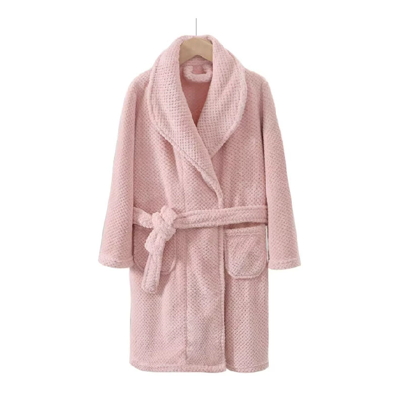 Children's long coral velvet bathrobe for boys