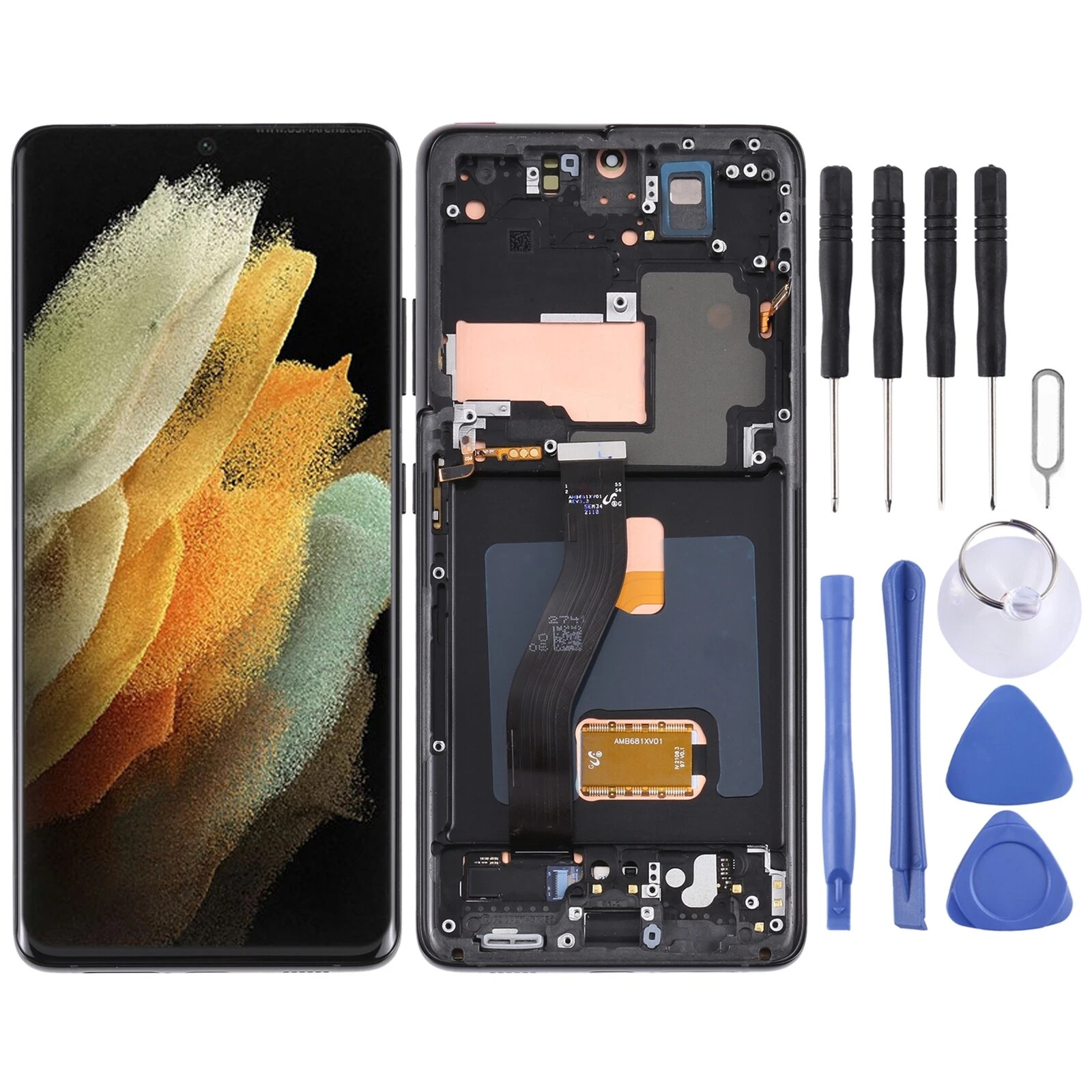 S21 Ultra üçün ekran modulu, çərçivəli, əyri OLED