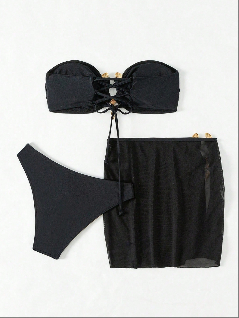 ​​Women's Jacquard Bikini Set – Solid Color Sexy Two-Piece Swimwear With Special Fabric For Beach & Pool​​_ecoleips.com