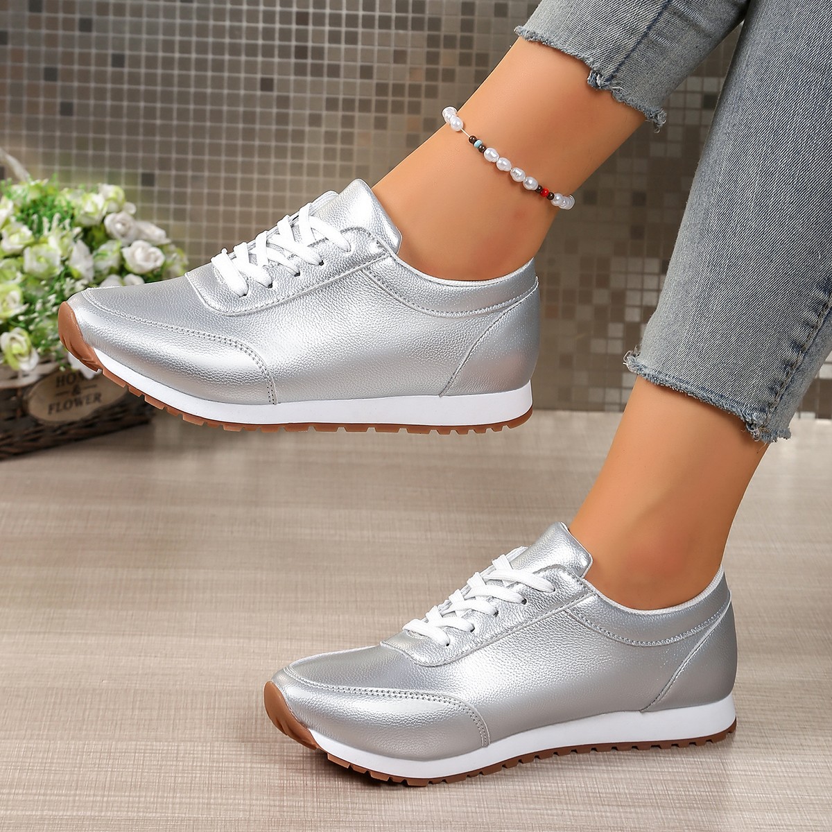 Women's Plus Size Comfortable Round Toe Lace-Up Thick Sole Sports Shoes Casual Running Shoe Summer_vogvips.com