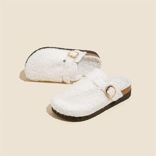 Fur slippers, women's outer wear, Teddy roll, plush Birken, winter cashmere, warm Birken shoes, cotton sandals, upgradeable