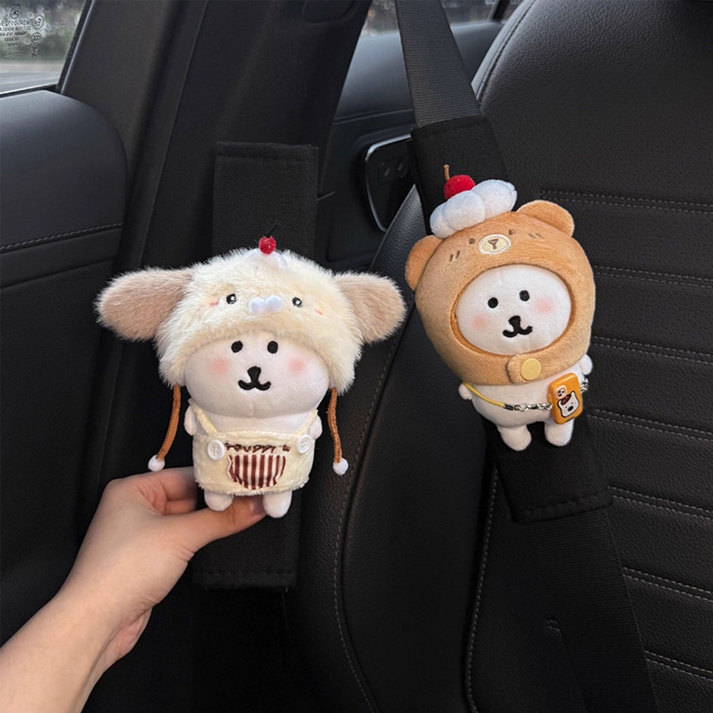 Self-deprecating Bear Car Seatbelt Shoulder Pad Cartoon Cute Car Anti-Strangling Protective Cover Car Accessories Decoration