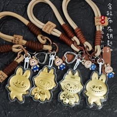 足金999拉布布钥匙扣包挂件可爱labubu卡通手机珠珠链送闺蜜礼物