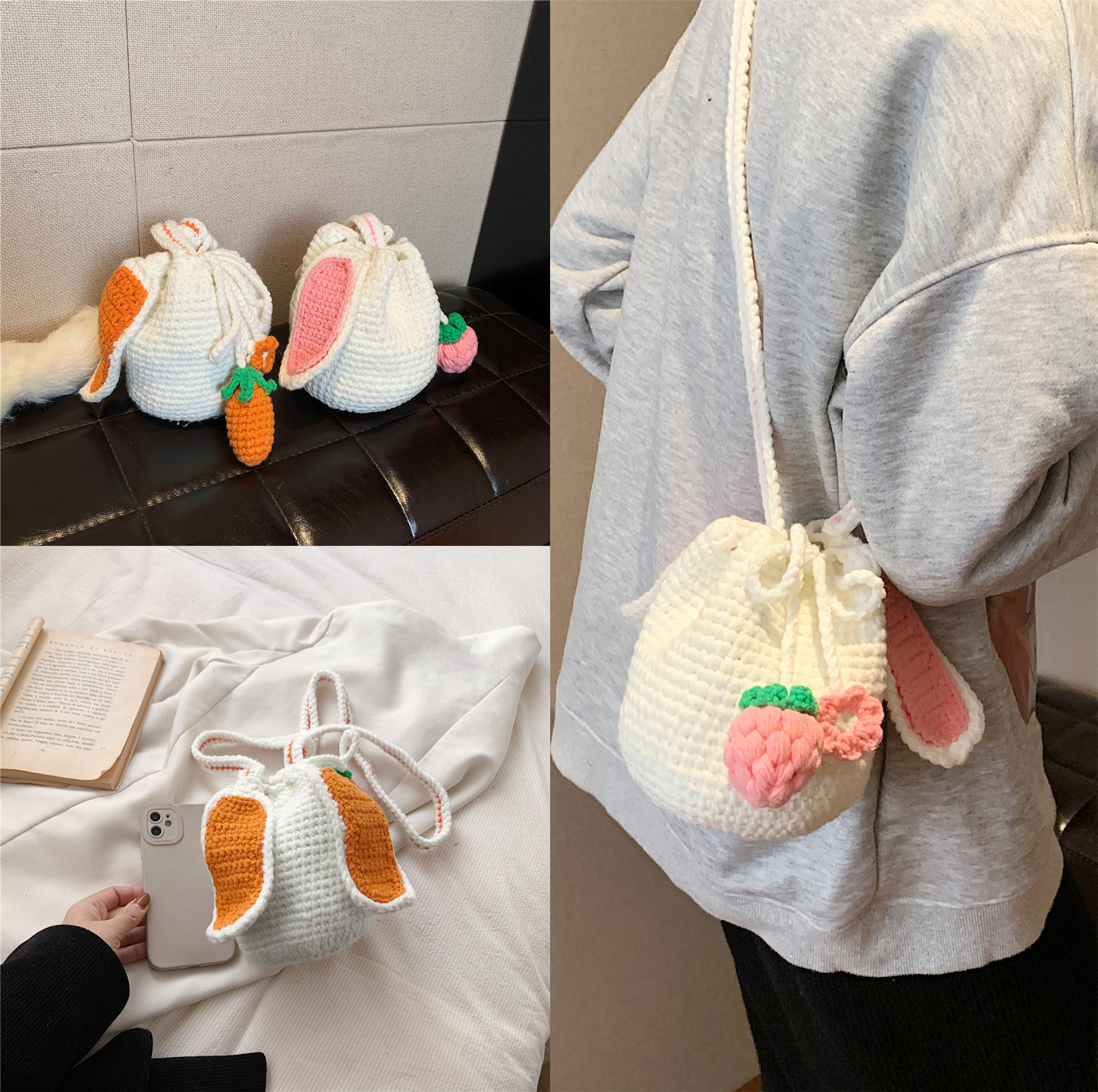 Design winter demi-season universal small cute knitted shoulder bag