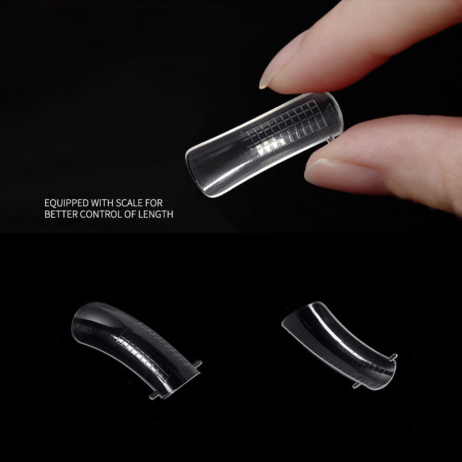 Extensión transfronteriza molde de uñas pieza de uñas de cristal en caja bandeja sin papel reutilizable extensión rápida molde de uñas al por mayor