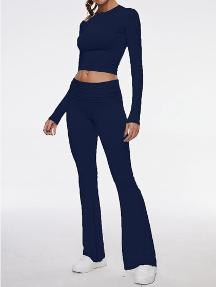 336g Weight Long Sleeve Sleeve Length Spandex, Polyester Fabric Type Pant Co-ord Set Sets Type 2 Pieces Set Quantity Holiday, Daily Occasion Round Neck Neckline Slim Fit Type Solid Color Pattern Summer, Spring Season Women's Gender Streetwear Style Holiday Daily Women's Streetwear Solid Color Spandex Polyester Pant Co-ord Set Pants Sets 5