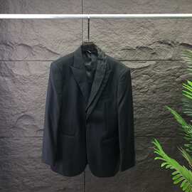 欧美潮流高端商务休闲新款 Di领子压花西装西服外套 平替跨境欧货
