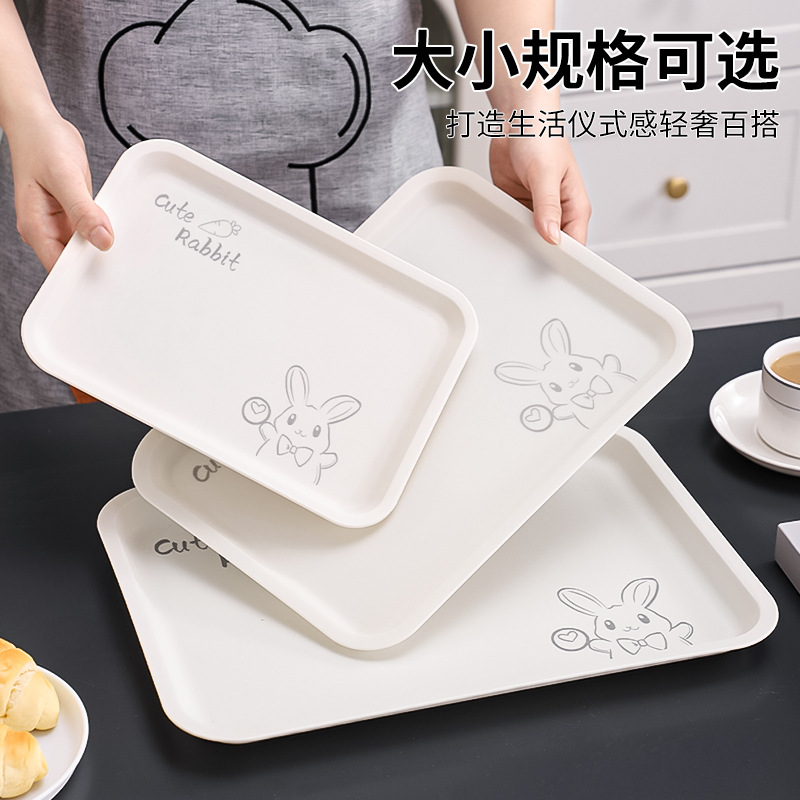 bandeja de plástico rectangular doméstica de cocina bandeja de té de refresco de frutas bandeja de té de almacenamiento simple anti-caída bandeja de barbacoa anti-sucia