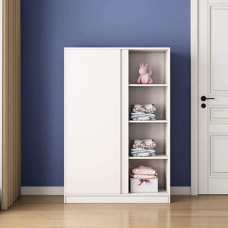 Solid Wood Children's Wardrobe Home Bedroom Sliding Door Simple Modern Small Apartment Sliding Door Wardrobe Storage Cabinet Simple