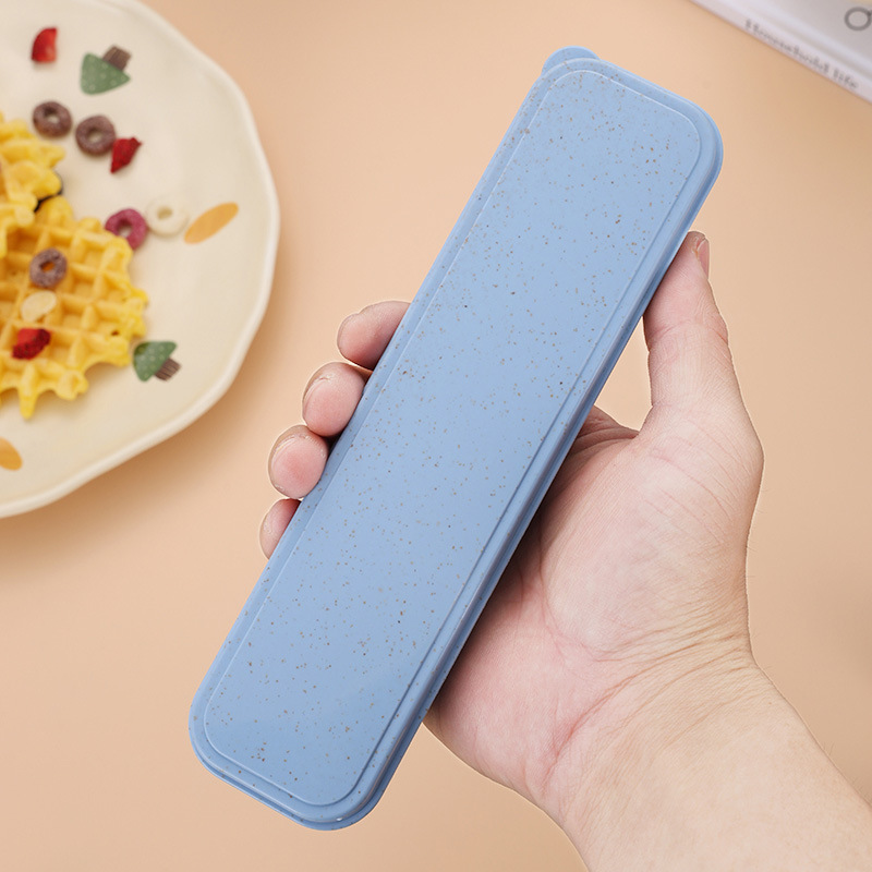 Set de 3 cubiertos de paja de trigo, portátil, para oficina y viajes