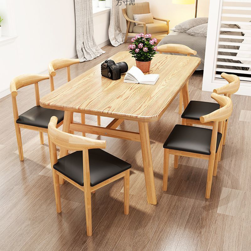 Dining Table for Small Apartments, Rental Houses, Modern Simple Fast Food Restaurant Table and Chair Combination, Commercial Rectangular Table