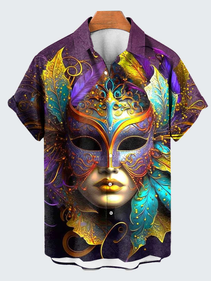 2025 nuevo estilo comercio exterior transfronterizo elemento creativo camisa 3D impresión digital tendencia suelta camisa de manga corta top de hombre