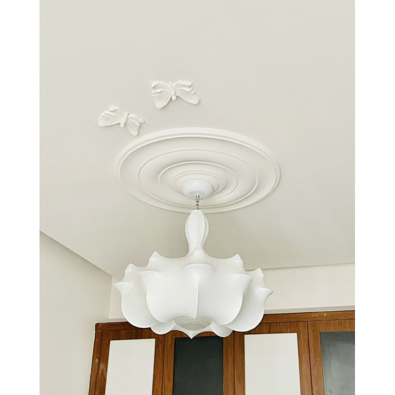 小鸟蝴蝶拼花吊顶石膏灯盘角花组合镂空法式雕花客厅墙面欧式造型