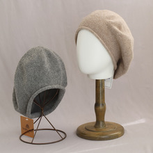 精品羊毛混纺毛线针织卷边贝雷帽女文艺休闲纯色云朵大板型画家帽